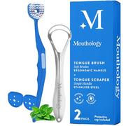 Mouthology Cepillos de lengua y raspador de lengua, 2 unidades, azul oscuro