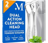 Raspador de lengua para adultos (paquete de 2), reduce el mal aliento, rascador de lengua de metal, limpiador de lengua, raspador de lengua, rascador de lengua de acero inoxidable, limpiador de lengua