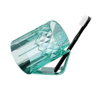 Mouthwash Cups - 4.52 Inch Acrylic Inverted Cup | 300ml Tilted Toothbrush Holder, Fast-Drying Bathroom Cup with Comfort Handle for Home Dorm, Hotel Travel and Camping Road Trip