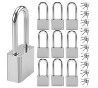 MOUYAT 10 candados de grillete largo, juego de candados con llaves, cerraduras de acero al aire libre para cobertizo, gimnasio, valla, puerta, garaje