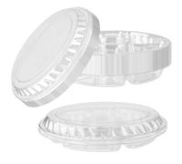 MOUYAT Juego de 20 bandejas redondas transparentes de plástico transparente con tapa, capacidad para 1000 g, 6 compartimentos divididos, recipiente de almacenamiento para aperitivos con accesorio,