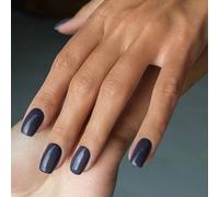 MouyouGlow Press on Nails Corto, Cuadrado Azul Gris Diseño Corto Fake Nails, Morandi Blue Grey Plain Pure Colour INS Artificial Nails, Full Cover Artificial Uñas Artificiales