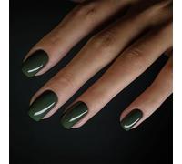 MouyouGlow Press on Nails Corto, Cuadrado Verde Oscuro Monocolor Diseño Corto Falso Nails, Dark Green Plain Pure Colour INS Artificial Nails, Full Cover Artificial Uñas Artificiales