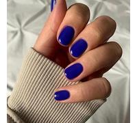 MouYouGlow Press on Nails Corto, Square Royal Blue Monocolor Fake Nails Full Cover Artificial, Royal Blue Plain Pure Colour Verano INS Acrílico Uñas Artificiales para Mujeres y Niñas