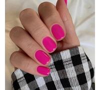 MouYouGlow Press on Nails Corto, Squoval Monocolor Rosa Oscuro Fake Nails Full Cover Uñas Artificiales con Pegamento para Uñas, Cuadrado Oval Sólido Rosa Oscuro Rosa Artificial Uñas