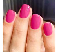 MouyouGlow Press on Nails Kurz,Square Rose Rosa Elegance Einfarbige Design Short Salonqualität Fake Nails,Pink Plain Pure Colour Shiny Gel Full Cover Artificial Fingernägel