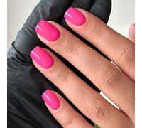MouyouGlow Press on Nails Kurz,Squoval Light Deep Neon Rosa Monocolor Glossy Fake Nails Kunstnagels mit Nagelkleber,Rose Pink Color Solid Fingernägel …