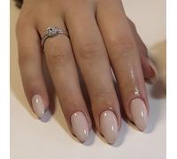 MouyouGlow - Uñas falsas 30 unidades cortas de color almendra gris blanco Elegance Unicolore Design calidad de salón Short Press on Nails, Gray White Plain Pure Colour INS Estate INS Fake Nails