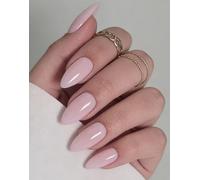 MouyouGlow - Uñas falsas de 30 piezas, color almendra Sheer rosa Elegance Unicolore Design calidad de salón Short Press on Nails, Soft Pink Plain Pure Colour INS Estate INS Fake Nails