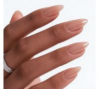 MouyouGlow - Uñas postizas cortas de 30 piezas, color almendra rosa desnudo, elegante, diseño unicolor, calidad de salón Short Press on Nails, Pink Natural Plain Pure Colour INS Estate INS Fake Nails