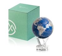 MOVA Globe - Azul Real y Plata Clásico (4,5") | Decoración hilatoria alimentada por energía solar para escritorio | Globo terrestre moderno autorrotativo | No se necesitan baterías