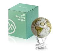 MOVA Globe Mapa del mundo Blanco terrestre antiguo 4.5"con base, globo giratorio con energía solar, regalo único y decoración del hogar o escritorio para hombres, mujeres, niños