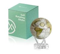 MOVA Globe Mapa del mundo Blanco terrestre antiguo 6" con base, globo giratorio con energía solar, regalo único y decoración del hogar o escritorio para hombres, mujeres, niños