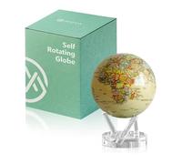 MOVA Globe Mapa Político Amarillo del mundo 6" con base, globo giratorio con energía solar, regalo único y decoración del hogar o escritorio para hombres, mujeres, niños