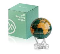 MOVA Globe Mapa en Verde y Dorado 6" con Base, Globo Giratorio con Energía Solar, Regalo Único y Decoración del Hogar o Escritorio