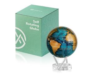 MOVA Globe Mapa del mundo Azul y dorado 8.5" con base, globo giratorio con energía solar, regalo único y decoración del hogar o escritorio para hombres, mujeres, niños