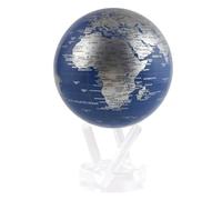MOVA Globe Mapa del mundo Azul y Plata 4.5"con base, globo giratorio con energía solar, regalo único y decoración del hogar o escritorio para hombres, mujeres, niños