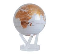 MOVA Globe Mapa del mundo Blanco y Oro 8.5" con base, globo giratorio con energía solar, regalo único y decoración del hogar o escritorio para hombres, mujeres, niños