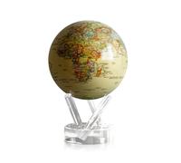 MOVA Globe Mapa Político Amarillo del mundo 4.5" con base, globo giratorio con energía solar, regalo único y decoración del hogar o escritorio para hombres, mujeres, niños