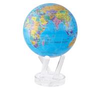 MOVA Globe Mapa Político Azul del mundo 4.5"con base, globo giratorio con energía solar, regalo único y decoración del hogar o escritorio para hombres, mujeres, niños