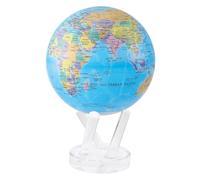 MOVA Globe Mapa Político Azul del mundo 6" con base, globo giratorio con energía solar, regalo único y decoración del hogar o escritorio para hombres, mujeres, niños
