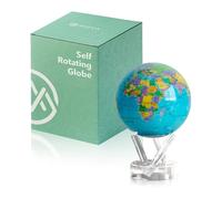 MOVA Globe - Mapa Político Azul Océano Clásico (4,5") | Globo mundial giratorio alimentado por la luz | Decoración educativa del hogar, no se necesitan pilas ni cables