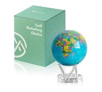 MOVA Globe Mapa Político Azul del mundo 6" con base, globo giratorio con energía solar, regalo único y decoración del hogar o escritorio para hombres, mujeres, niños