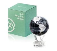 MOVA Globe Mapa del mundo Negro y plateado 4.5"con base, globo giratorio con energía solar, regalo único y decoración del hogar o escritorio para hombres, mujeres, niños