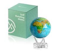 MOVA Globe - Signature en relieve azul océano (6") | Globo mundial giratorio alimentado por energía solar con detalles del terreno | Decoración elegante de escritorio o regalo educativo