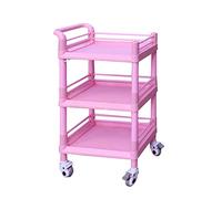 Movable Hand Trucks Storage Cart,Kitchen 3 Tier Trolley,Beauty Salon Rolling Storage Cart,Service Tool Car with Wheels and Handles(Pink-54 * 36 * 98Cm)