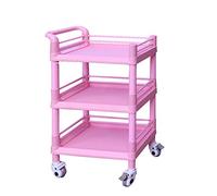 Movable Hand Trucks Storage Cart,Kitchen 3 Tier Trolley,Beauty Salon Rolling Storage Cart,Service Tool Car with Wheels and Handles(Pink-63 * 44 * 98Cm)
