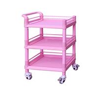 Movable Hand Trucks Storage Cart,Kitchen 3 Tier Trolley,Beauty Salon Rolling Storage Cart,Service Tool Car with Wheels and Handles(Pink-76 * 53 * 98Cm)