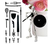 Movable Skeleton Action Figure, Human Bone Model Figurine, Halloween Desktop Ornament with Poseable Joints, for Display, Collecting, Holiday Decor, Table, Home, Workplace, Classroom, Indoor Outdoor