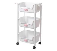 Movable Storage Organizer, Utility Storages Cart, Tier Trolley Rack, Rolling Shelves Wheels, Sturdy Frame for Efficient Home Organization, Kitchen, Bathroom, Bedroom, Laundry, 14.37x10.24x19.09 Inches