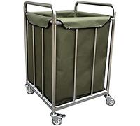 Movable Trolleys Removable Bags with Laundry Basket Laundry Trolley with Mute Wheels Stainless Steel Frame Laundry Sorter For Hotel Room Hom,Green(Green)