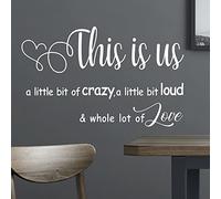 MOVANKRO Letras talladas separadas - Letras separadas talladas This is us a Little bit of Crazy Loud Whole lot of Love, calcomanía de vinilo para pared, citas familiares, letras artísticas, refranes