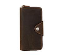 MOVDARL Cartera larga retro con cremallera alrededor de cuero vacuno de cuero genuino para hombre, soporte para monedas de regalo para hombre, clips de dinero, tarjeteros, un color, Talla única