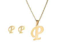 MOVDARL Collar de acero inoxidable con inicial del alfabeto de 26 letras inglesas para mujer, conjunto de joyas personalizadas, talla única, Ágata