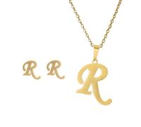 MOVDARL Collar de acero inoxidable con inicial del alfabeto de 26 letras inglesas para mujer, conjunto de joyas personalizadas, talla única, Ágata