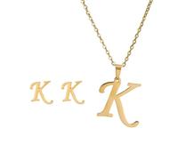 MOVDARL Collar de acero inoxidable con inicial del alfabeto de 26 letras inglesas para mujer, conjunto de joyas personalizadas, talla única, Ágata
