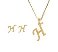 MOVDARL Collar de acero inoxidable con inicial del alfabeto de 26 letras inglesas para mujer, conjunto de joyas personalizadas, talla única, Ágata