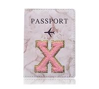 MOVDARL Funda protectora para pasaporte, diseño de letras bordadas, funda unisex para pasaporte de viaje, A 1487 (X), Talla única