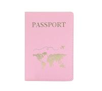 MOVDARL The World Map - Funda para pasaporte con estampado en caliente, diseño de avión simple para mujeres y hombres, funda de viaje para pasaporte, regalo de boda, B Rosa, Talla única