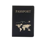 MOVDARL The World Map - Funda para pasaporte con estampado en caliente, diseño de avión simple para mujeres y hombres, funda de viaje para pasaporte, regalo de boda, B Negro, Talla única