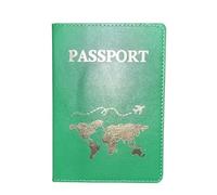 MOVDARL The World Map - Funda para pasaporte con estampado en caliente, diseño de avión simple para mujeres y hombres, funda de viaje para pasaporte, regalo de boda, B verde, Talla única