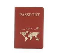 MOVDARL The World Map - Funda para pasaporte con estampado en caliente, diseño de avión simple para mujeres y hombres, funda de viaje para pasaporte, regalo de boda, B Caqui oscuro, Talla única