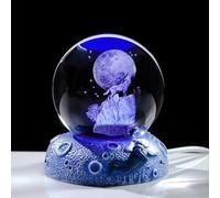 Movdyka Bola de cristal 3D grabada de lobo y luna con luces espaciales, figuras de base, regalos para hombres, 6 cm. Recuerdo coleccionable para los amantes de los lobos en cumpleaños, Navidad,