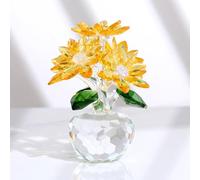Movdyka Figuras de ramo de margaritas amarillas de cristal, regalos para ella, adornos florales de cristal para mujeres, sala de estar, estatua de flores coleccionables, pisapapeles, regalos de