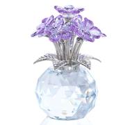 Movdyka Ramo de figuras de cristal Forget-Me-Not para mujeres, flores moradas, adornos coleccionables para sala de estar, regalos románticos para su esposa, madre, aniversario, cumpleaños