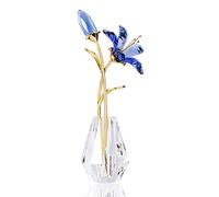 Movdyka Regalos de Boda para Pareja, Regalos de Flores de Lirio Azul de Cristal para Mujer, Figura de Flor de Lirio Hecha a Mano con jarrón, Adornos coleccionables, decoración del hogar, Centro de
